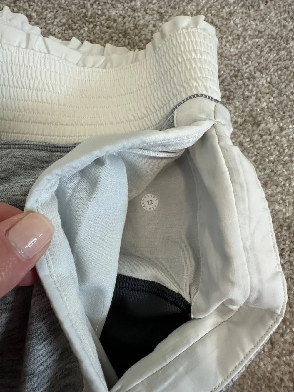 lululemon athletica Gray Heather Athletic Shorts with White Trim